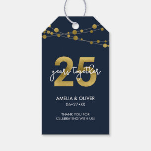 Blue Strings of Lights 25th Wedding Anniversary Gift Tags