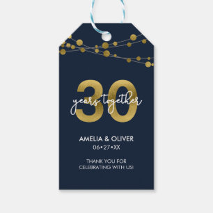 Blue Strings of Lights 30th Wedding Anniversary Gift Tags