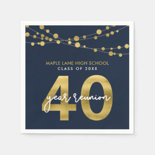 Blue Strings of Lights 40 Year Class Reunion Napkin