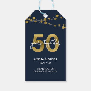 Blue Strings of Lights 50th Wedding Anniversary Gift Tags