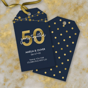 Blue Strings of Lights 50th Wedding Anniversary Gift Tags