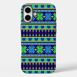 Blue Stripe Aztec iPhone 16 Plus Case