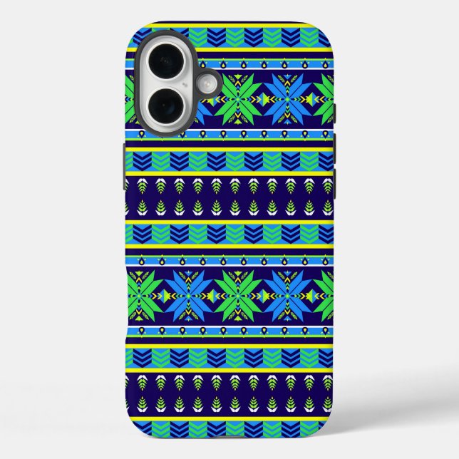 Blue Stripe Aztec Case-Mate iPhone Case (Back)