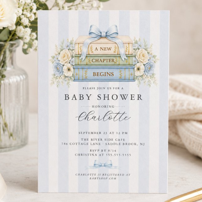Blue Stripe Baby Boy Shower Invitation (Creator Uploaded)