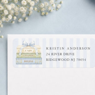 Blue Stripe Baby Shower Address Label