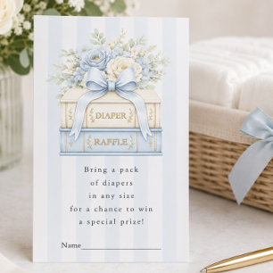 Blue Stripe Baby Shower Diaper Raffle Enclosure Card