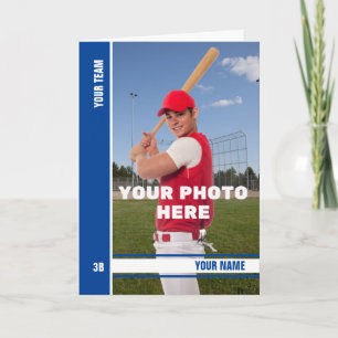 Blue Stripe Birthday Baseball Card w/ Custom Stats