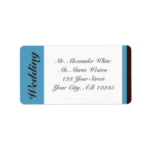 Blue Stripe Brown Wedding Address Labels