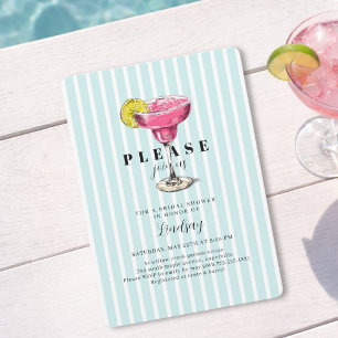 Blue Stripe Cocktail Bridal Shower Party Invitatio Invitation