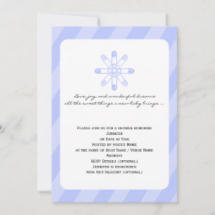 Blue Stripe Diaper Pin Baby Boy Shower Invitation