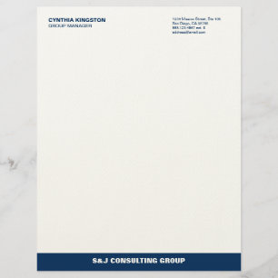 Blue stripe ecru professional business company personalized letterhead