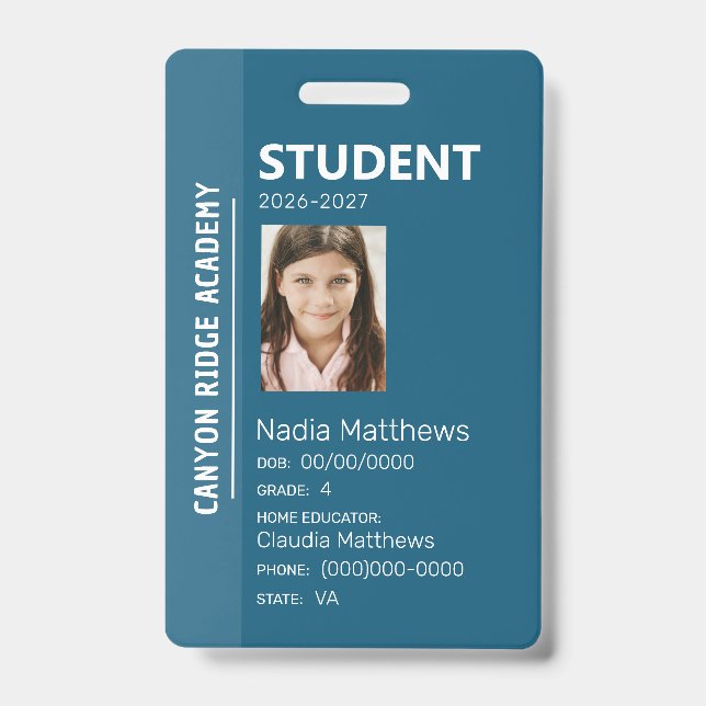 Blue Stripe Homeschool Student ID Badge (Front)