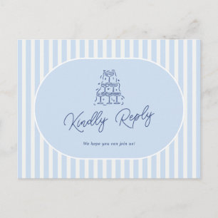 Blue Stripe Minimalist Wedding Song Request RSVP Postcard