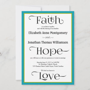 Blue Stripe Modern Christian Wedding Invitations