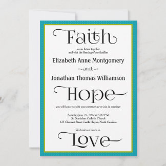 Blue Stripe Modern Christian Wedding Invitations
