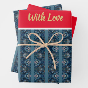 Blue Stripe n Red Wrapping Paper - Adiela Akoo