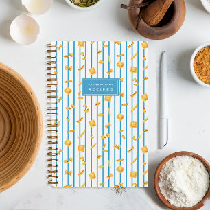 Blue Stripe   Pasta Shapes Personalized Notebook