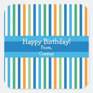 Blue Stripe Personalised Gift Stickers