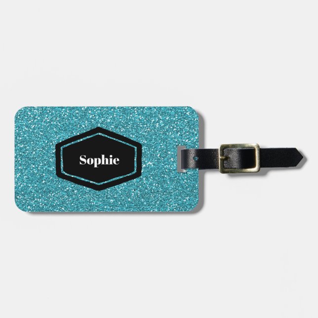 Blue stripe Personalised Luggage Tag (Front Horizontal)