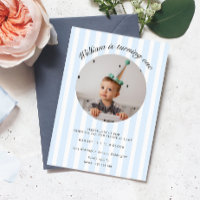 Blue Stripe Photo Birthday