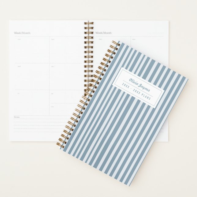 Blue Stripe Preppy 2026-2027 Simple Back to School Planner (Display)