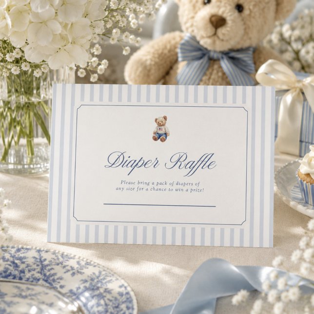 Blue stripe Preppy Diaper raffle Card 3.5x5 (Creator Uploaded)