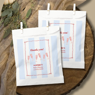 Blue Stripe Red Border Brunch & Bubbly Baby Shower Favour Bags