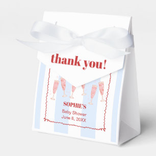 Blue Stripe Red Border Brunch & Bubbly Baby Shower Favour Box