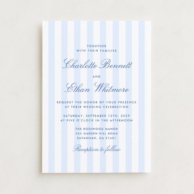 Blue Stripe Wedding Invitation (Creator Uploaded)