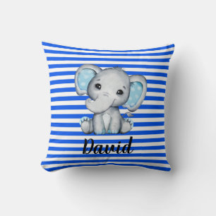 Blue Stripe with Elephant   Cushion