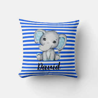 Blue Stripe with Elephant   Cushion