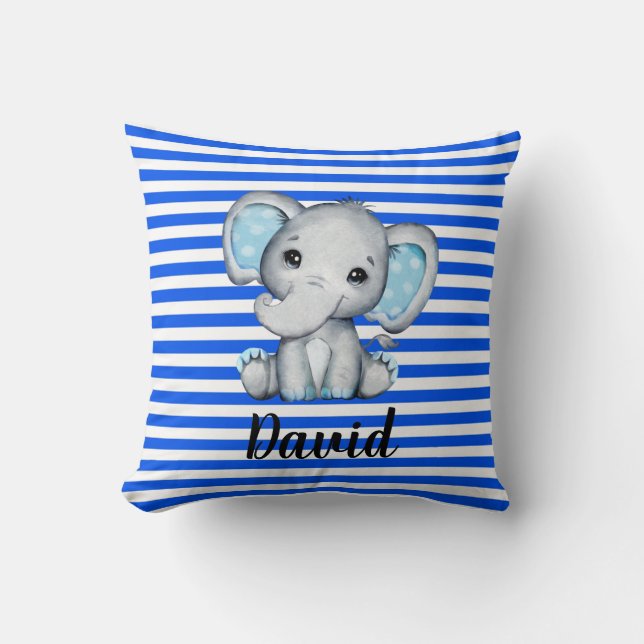 Blue Stripe with Elephant   Cushion (Front)
