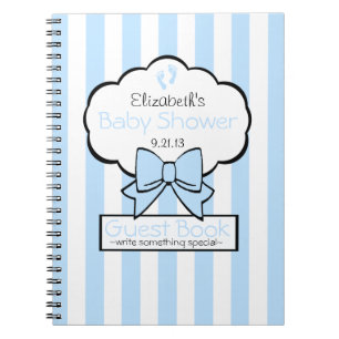 Blue Striped Baby Shower Guest Book- Notebook