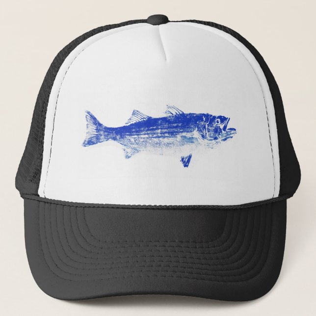 blue striped bass trucker hat (Front)