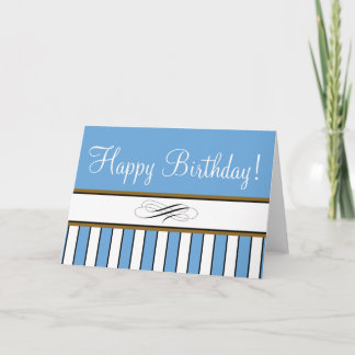 Blue Striped "Birthday Card" Card