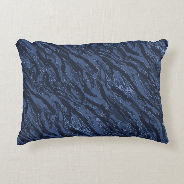 Blue Striped Camo Decorative Cushion (Front)