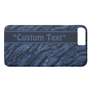 Blue Striped Camo w/ Custom Text iPhone 8 Plus/7 Plus Case