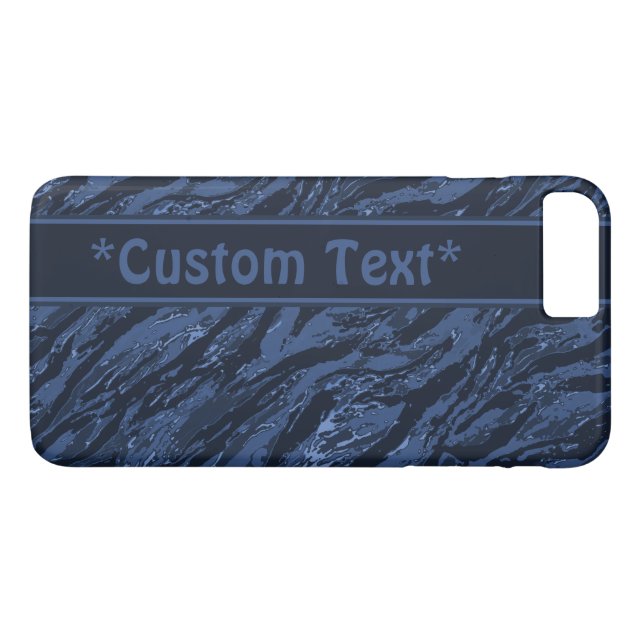 Blue Striped Camo w/ Custom Text Case-Mate iPhone Case (Back (Horizontal))