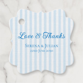 Blue Striped Coastal Love and Thanks Wedding Favour Tags