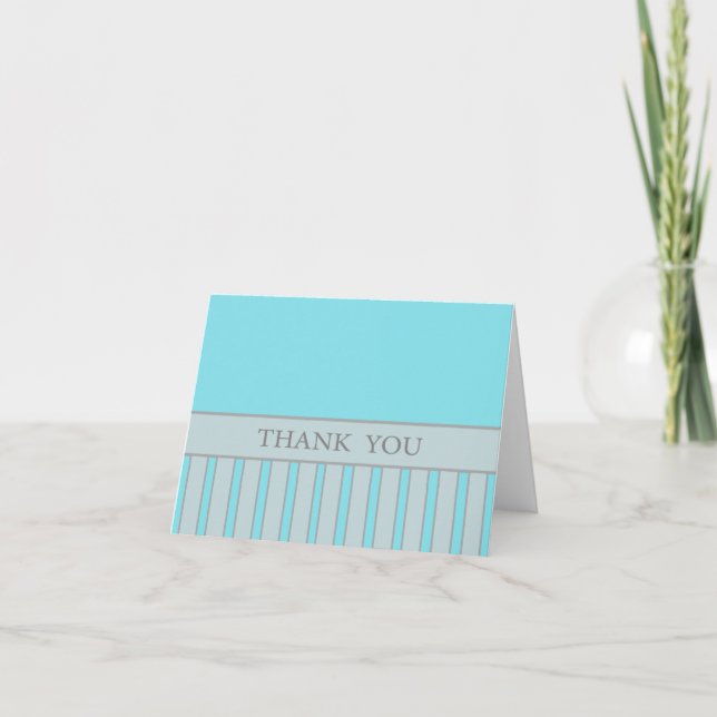 Blue Striped Design Thank You Card (Front)