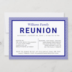 Blue Striped Family Reunion Invitation