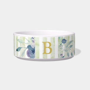 Blue striped, floral, french inspired monogrammed bowl