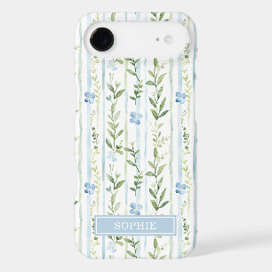Blue Striped Floral Personalised