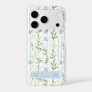 Blue Striped Floral Personalised