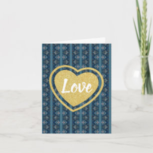 Blue Striped & Gold LOVE Card by Poet Adiela Akoo