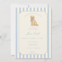 Blue Striped Golden Retriever Baby Shower