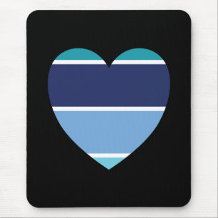 Blue Striped Heart Mouse Mat