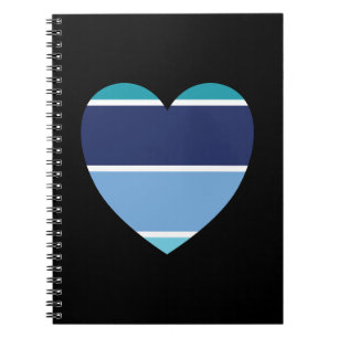 Blue Striped Heart Notebook