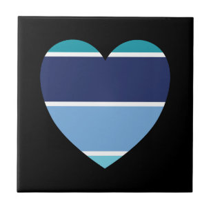 Blue Striped Heart Tile