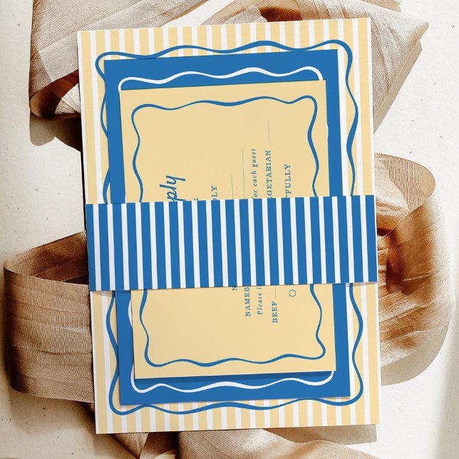 Blue Striped  Invitation Belly Band (Creator Uploaded)